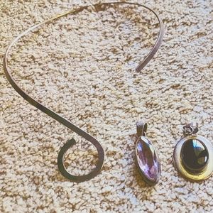 Silver necklace with pendants